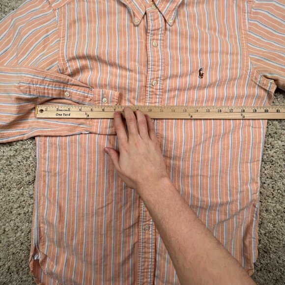 Ralph Lauren Button Up Shirt Cotton Mens Size Small Classic Fit Orange Striped - Picture 4 of 11